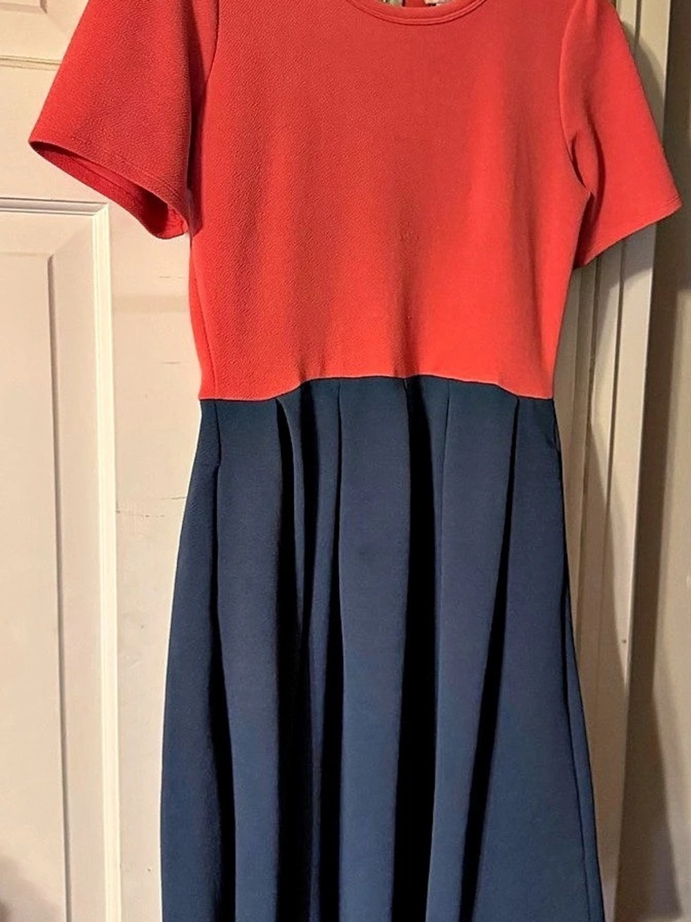 LuLaRoe Nicole Dress Color Block Midi Dress Size Medium